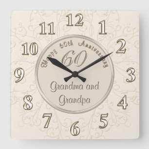 Carrée Horloge d'anniversaire personnalisable pour grands