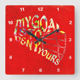 Carrée Horloge d'art de mot de masque de gardien de but