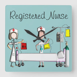 Carrée Horloge d'art d'infirmière "la chambre de hôpita