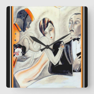 Carrée Horloge de conception d'art déco par la dronte