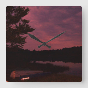 Carrée Horloge de coucher du soleil de lac