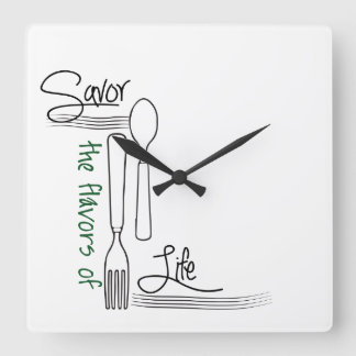 Carrée Horloge de cuisine, savourez les saveurs de la vie