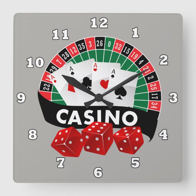 Carrée Horloge de décoration de salle de jeux de casino m (Recto)