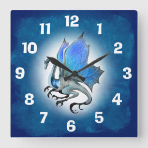Carrée Horloge de Dragon Bleu