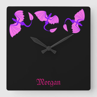 Carrée Horloge de dragon violet