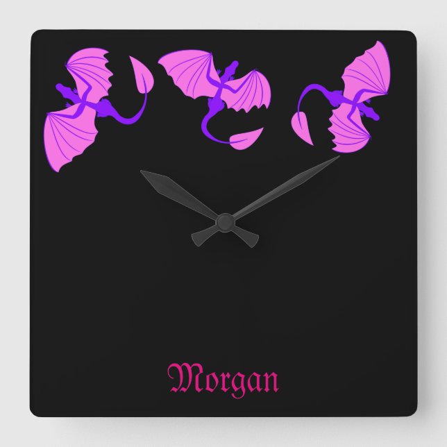 Carrée Horloge de dragon violet (Recto)