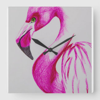 Carrée Horloge de Flamant rose