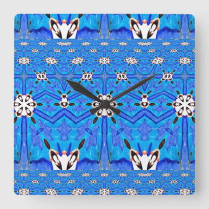 Carrée horloge de grille bleue