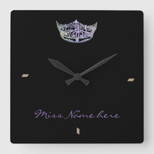 Carrée Horloge de la couronne Silver Rain style Miss Amer