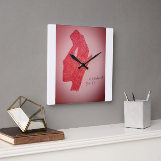 Carrée Horloge de la paroi d'image statique rouge