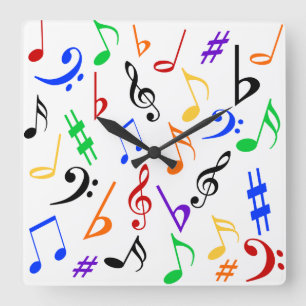 Carrée Horloge de musique colorée