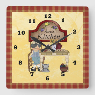Carrée Horloge de Nana's Country Kitchen