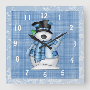 Carrée Horloge de Noël Snowman