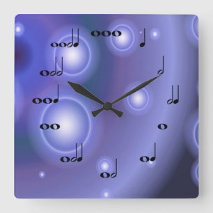 Carrée Horloge de notes musicales avec le pourpre