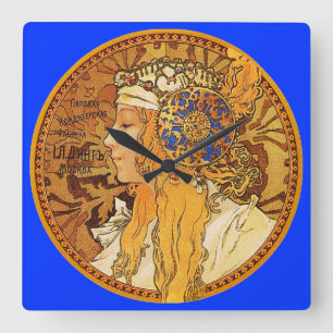 Carrée Horloge de Nouveau d'art d'Alphonse Mucha