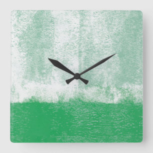 Carrée horloge de peinture à rouleaux verts
