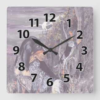 Carrée Horloge de rêveur de chiot de Coonhound de