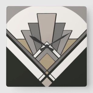 Carrée Horloge de tuile de fan d'art déco