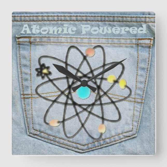 Carrée Horloge Denim Back Poche "Énergie Atomique" (Recto)