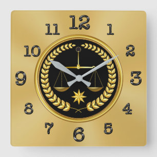 Carrée Horloge des avocats en or et en noir