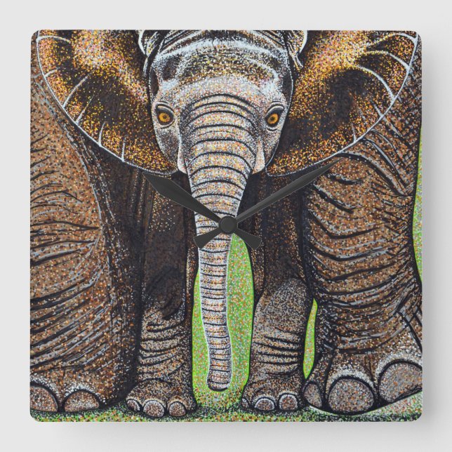 Carrée Horloge des éléphants - Maman et Moi (Recto)