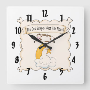 Carrée Horloge des enfants de la vache et de la lune