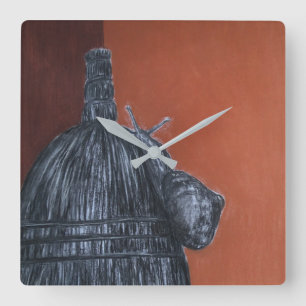 Carrée Horloge du Carré de dessin Brown rustique