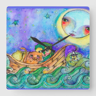 Carrée Horloge du collecteur Owl and the Pussycat