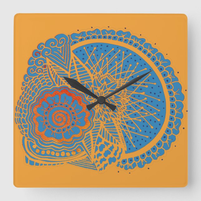 Carrée Horloge du crâne du cerveau (Recto)
