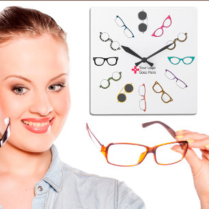 Carrée Horloge du logo personnalisé des lunettes de vue