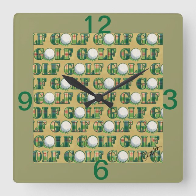 Carrée horloge du mur de golf (Recto)
