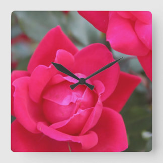 CARRÉE HORLOGE DU MUR ROSE ROUGE
