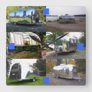 Carrée Horloge en aluminium argentée vintage de magasin