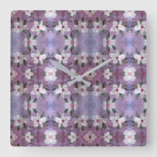 Carrée Horloge en fleurs blanches