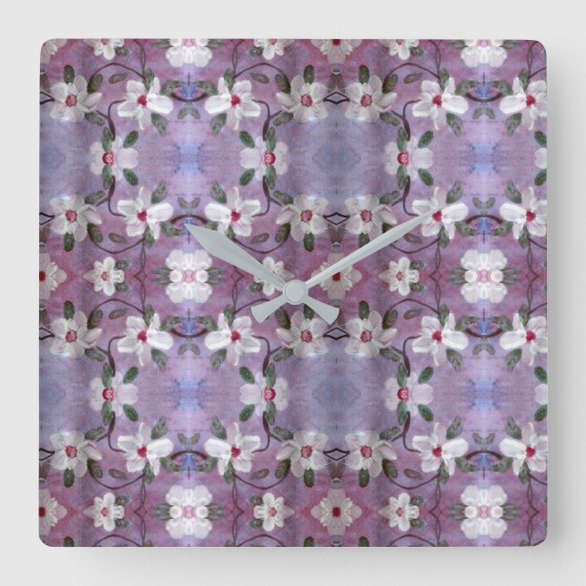 Carrée Horloge en fleurs blanches (Recto)