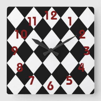 Carrée Horloge en tableau noir et blanc
