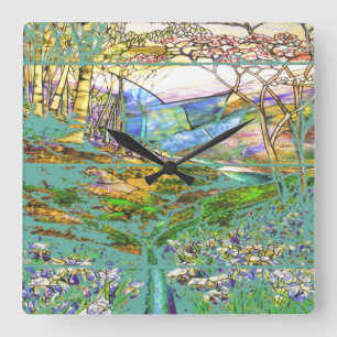 Carrée Horloge en verre souillé de cru