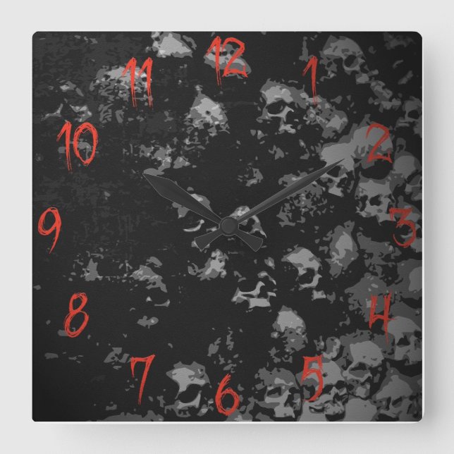 Carrée Horloge gothique du crâne (Recto)