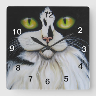 Carrée horloge, horloge de chat