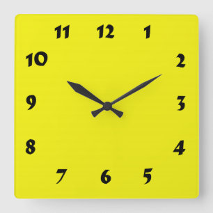 Carrée Horloge jaune néon brillant et numérique modifiabl