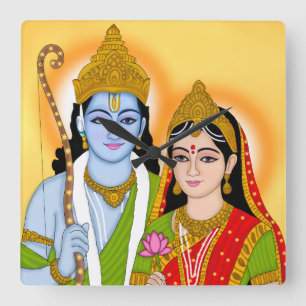 Carrée Horloge Lord Sitaram – Décoration murale divine et