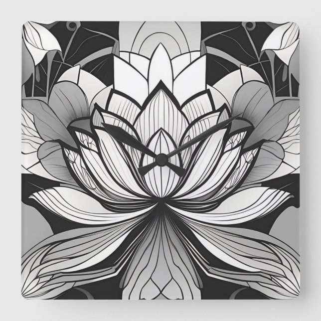 Carrée Horloge Lotus Art Déco (Recto)