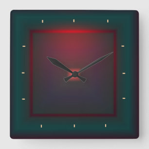 Carrée Horloge lumineuse de vert et de Red>Wall