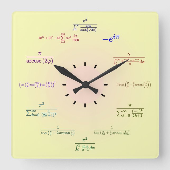 Carrée Horloge mathématique (dégradé jaune-bracelet) (Recto)