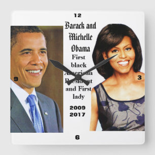 Carrée Horloge MÉMORABLE de BARACK ET de MICHELLE OBAMA