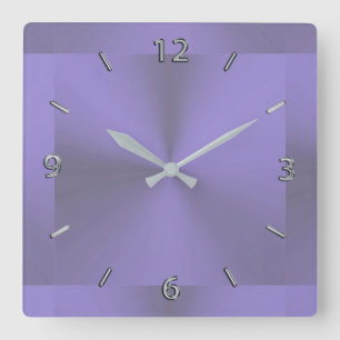 Carrée Horloge métallique pourpre de lavande