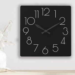 Carrée Horloge minimaliste moderne éditable noir et blanc