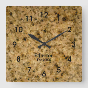 Carrée Horloge Motif Acrylique De Style Granite Tan