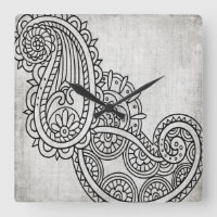 Horloge Motif Gris Mehndi