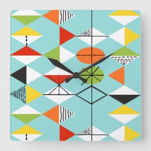 Carrée Horloge Motif Retro Harlequin